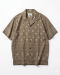 Brown Palm Tree Embroidery Resort Shirt