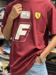 Ferrari Racing Logo Oversized T-Shirt – Maroon Edition