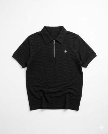 Black Polo T-shirt with Half Zip