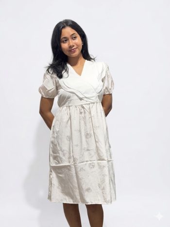 Floral Jacquard Wrap Midi Dress