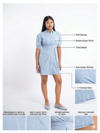 Light Blue White Striped Shirtdress
