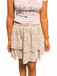 Tiered Printed Beige Skirt