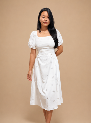 Floral Puff Sleeve Midi Dress