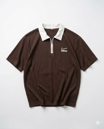 Brown Polo T-shirt with White Collar
