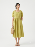 The Chartreuse Clementine Cotton Midi Dress