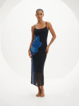 Abstract Floral Illusion Midi Dress