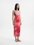 Abstract Red and Gold Marble Slip Dress