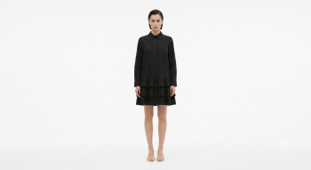 Noir Ruffle-Hem Shirt Dress