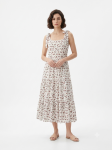 Ditsy Floral Tie-Shoulder Tiered Midi Dress