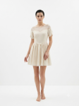 Delicate Ivory Embossed Paisley Skater Dress
