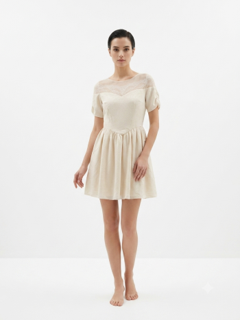 Delicate Ivory Embossed Paisley Skater Dress