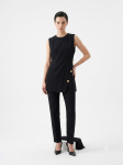 Asymmetric Gold-Button Tailored Vest and Trousers Set