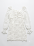 Ethereal White Textured Puff Sleeve Mini Dress