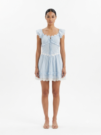 Ethereal Blue Embroidered Mini Dress