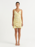 Radiant Sun-Kissed Yellow Ruched Mini Dress