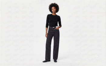 The Classic Charcoal Wide-Leg Denim