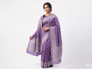 Regal Amethyst Purple Woven Saree with Silver Zari Motifs