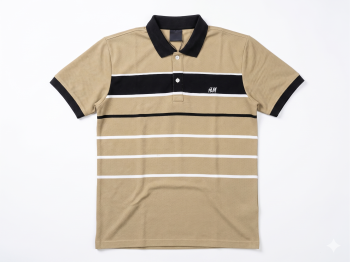 Men's Color-Block Striped Polo Shirt - Tan/Black