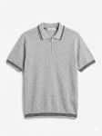 Men's Textured Knit Half-Zip Polo in Heather Grey