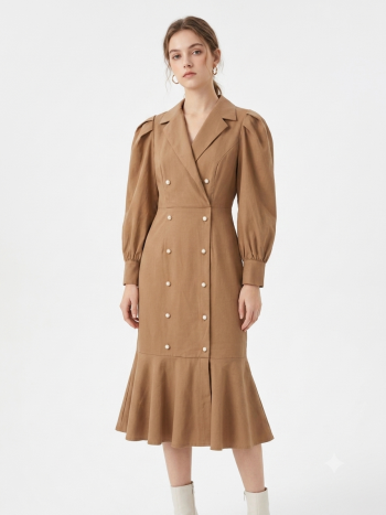 Vintage-Inspired Double-Breasted Blazer Dress