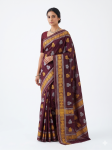 Exquisite Deep Maroon Saree with Dual-Tone Zari Motifs