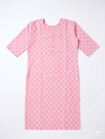 Pastel Pink & White Checkered Everyday Kurta