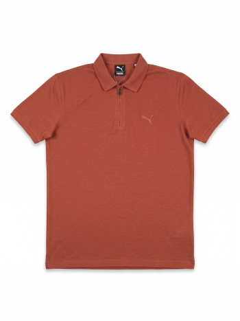 Premium Men's Puma Quarter-Zip Polo - Terracotta (Rust)