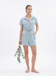 Effortless Sky Blue Corduroy Utility Romper