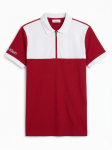 Calvin Klein Men's Half-Zip Color-Blocked Piqué Polo Shirt - Red & White