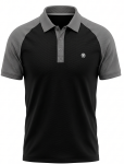 The Alpha Contrast Polo: Black & Grey Raglan with Lion Crest