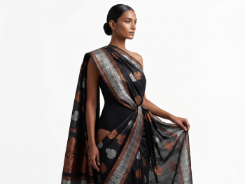 Midnight Motif Woven Drape