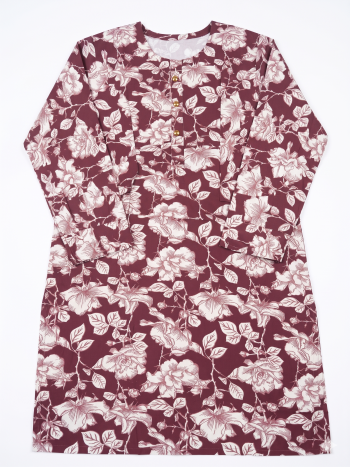 Elegance in Bloom | Burgundy Floral Midi Tunic