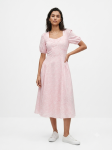 Pastel Pink Floral A-Line Midi Dress
