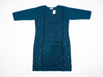 Midnight Teal Embellished Sequin Tunic Dress