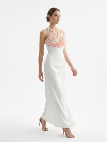 Ethereal Blossom Halter Maxi Dress