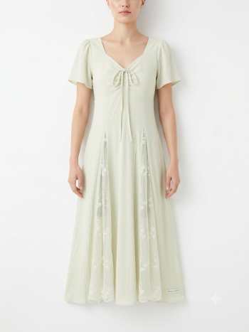 Ethereal Embroidered Slit Midi Dress