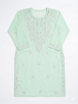 Elegant Mint Green Embroidered Kurti with Mirror Work